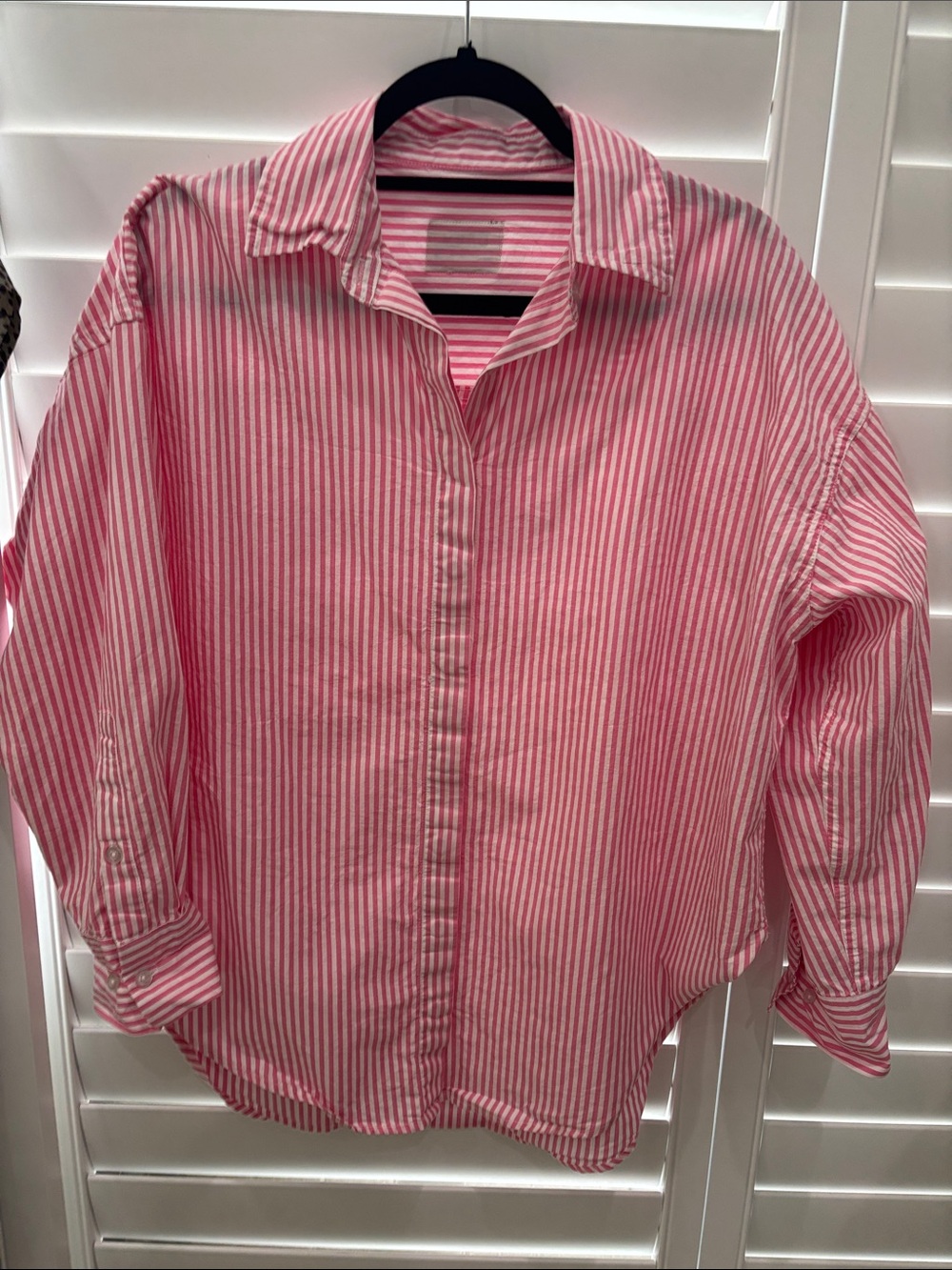 Daily Drills Pink & White Vertical Stripe Button-Up Blouse
